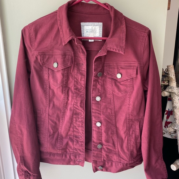 Market & Spruce Jackets & Blazers - Burgundy Jean Jacket